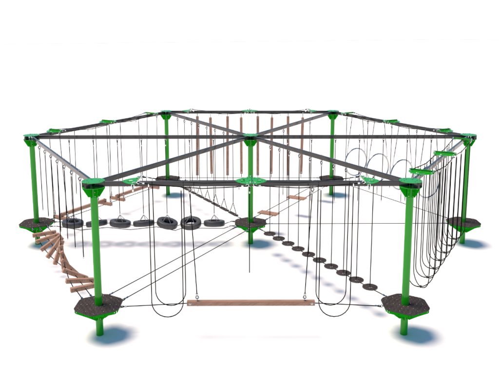 Prémium moduláris alacsony kötélpálya Outdoor Fitness Center