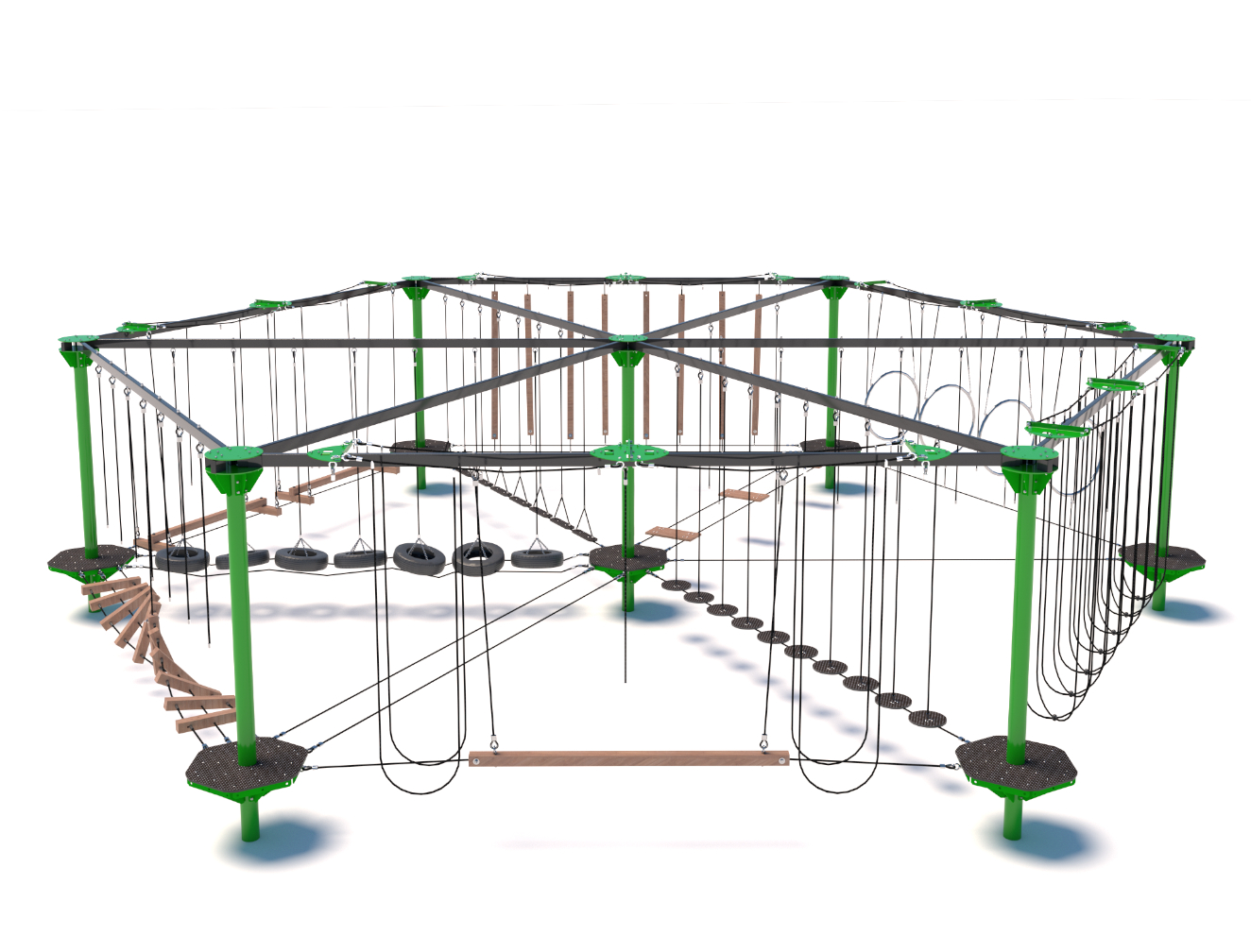 Prémium moduláris alacsony kötélpálya Outdoor Fitness Center
